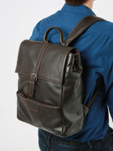 2-compartment Foulonn Backpack Leather Etrier Brown foulonne EFOU8092-vue-porte