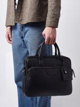 Business Bag Foulonn Leather Etrier Black foulonne EFOU8151-vue-porte